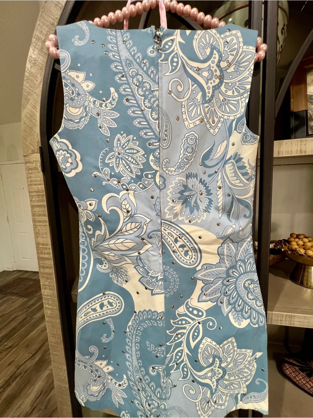 New ✧💎 Camila Coelho💎✧ Blue and white Paisley silver stud Mini Dress 2 - Picture 6 of 7